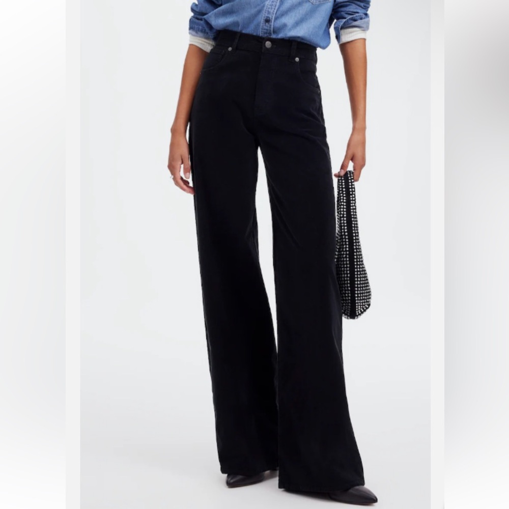 NWT Madewell Superwide-Leg Corduroy Pants size 26 in Black NT151